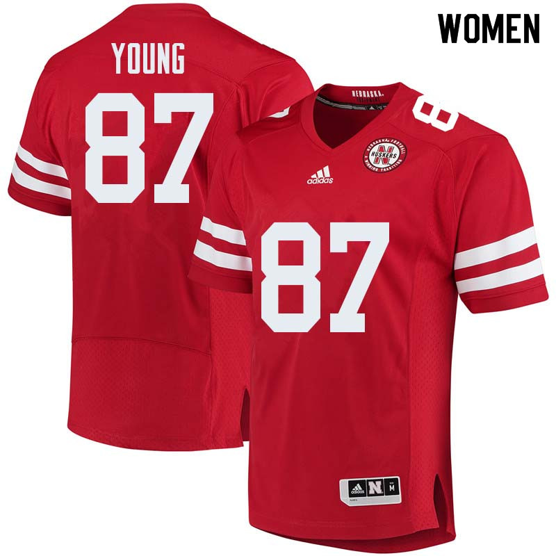 Women #87 Conor Young Nebraska Cornhuskers College Football Jerseys Sale-Red - Click Image to Close